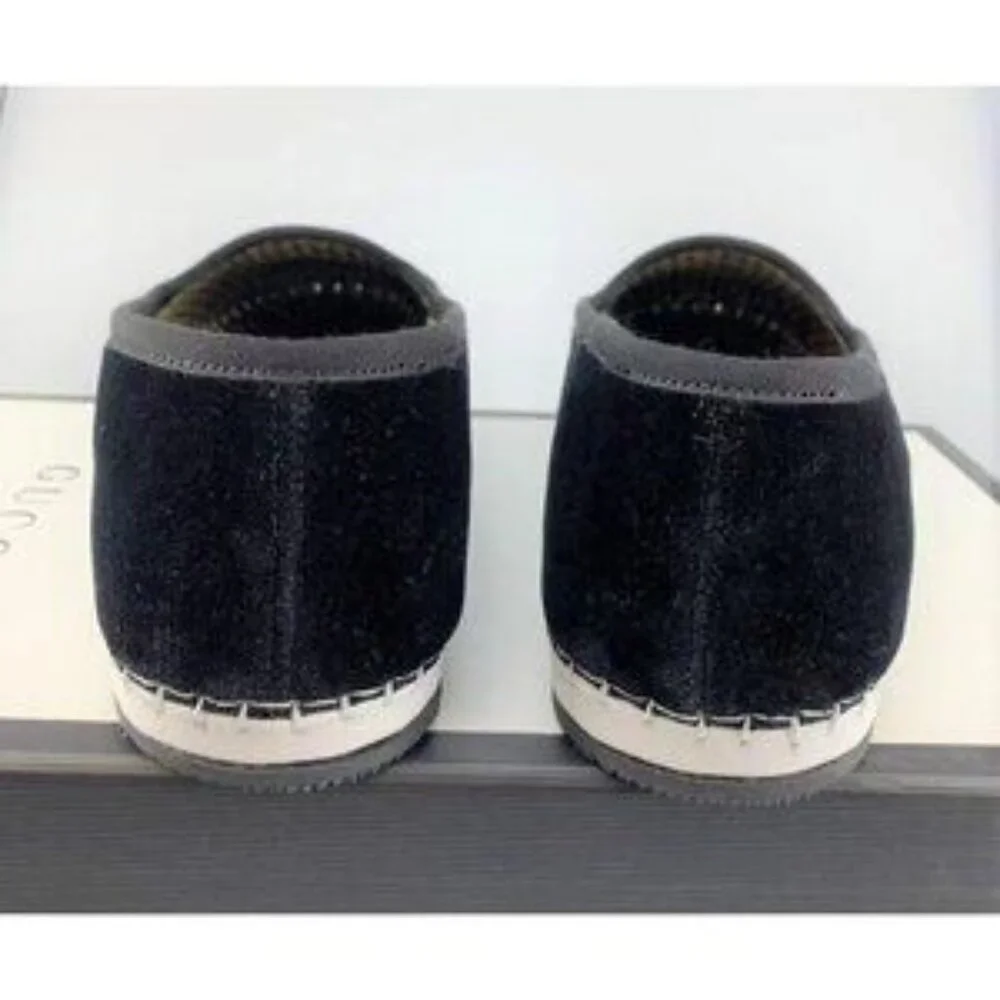 NIB Authentic Gucci Velvet Embellished Loafer In Black